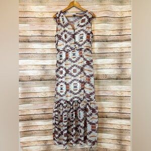 Tasha Polizzi Collection Women's Semi Sheer Southwestern Aztec Maxi Dress Large